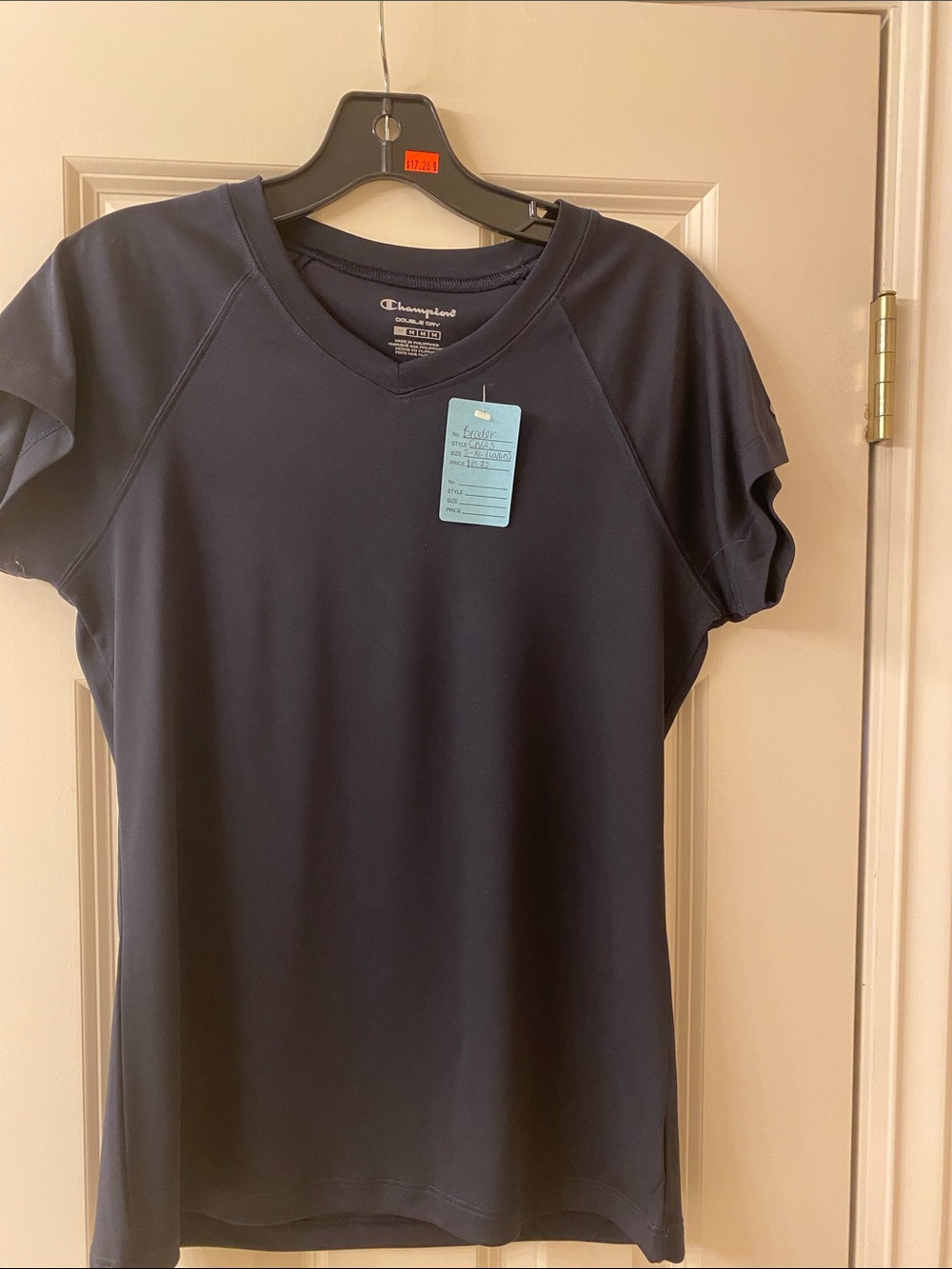 Champion Women's Navy Short Sleeve V-Neck Active Tee